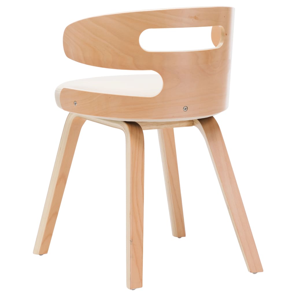 Eetkamerstoelen 6 st gebogen hout en kunstleer crème