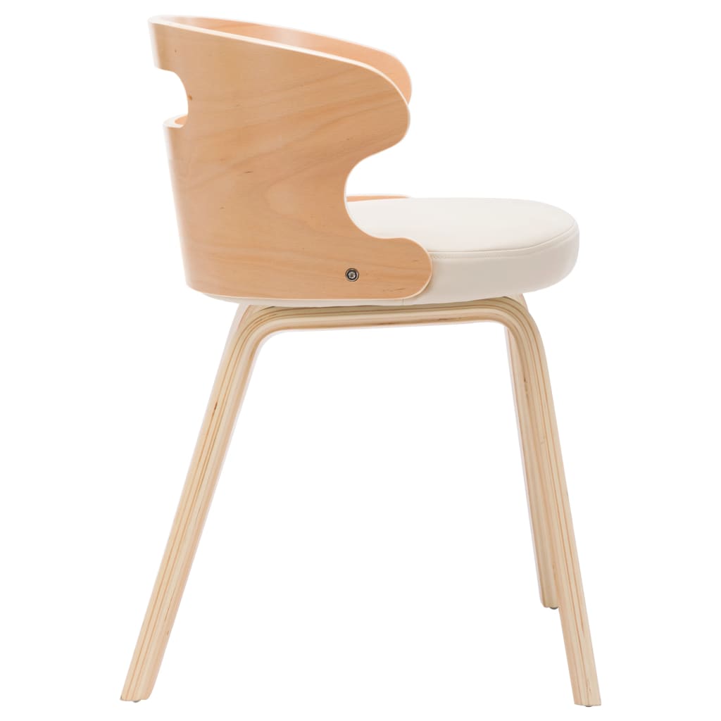 Eetkamerstoelen 6 st gebogen hout en kunstleer crème