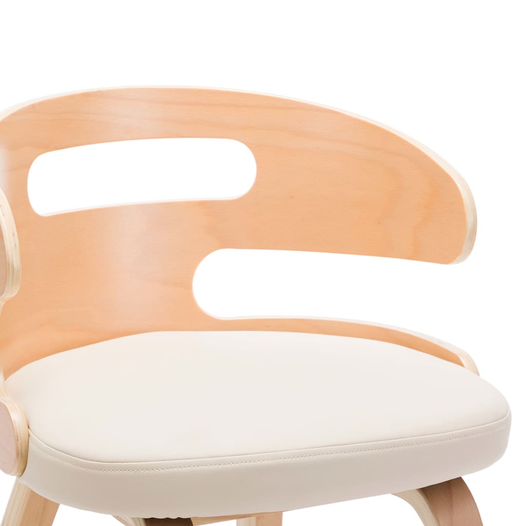 Eetkamerstoelen 6 st gebogen hout en kunstleer crème