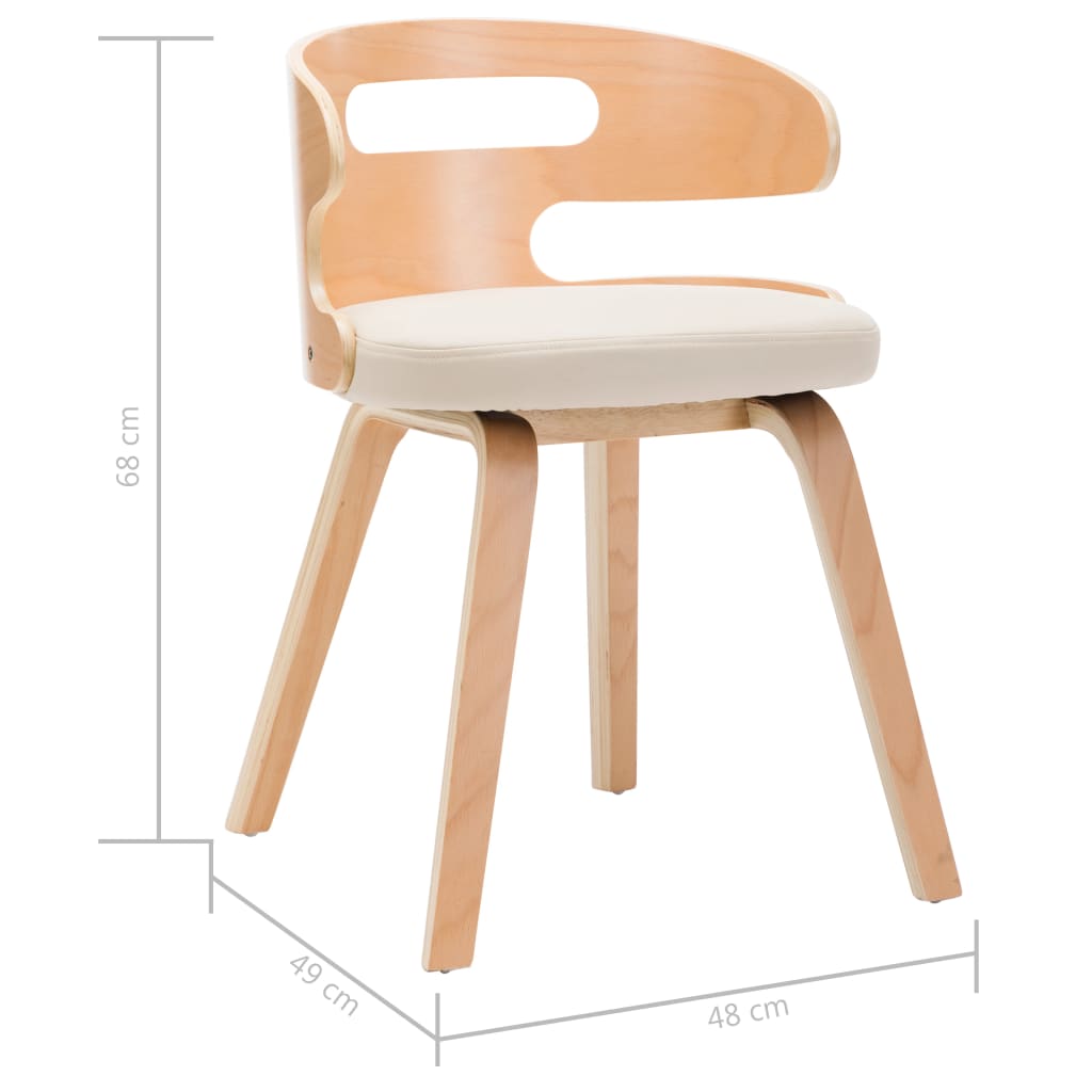 Eetkamerstoelen 6 st gebogen hout en kunstleer crème