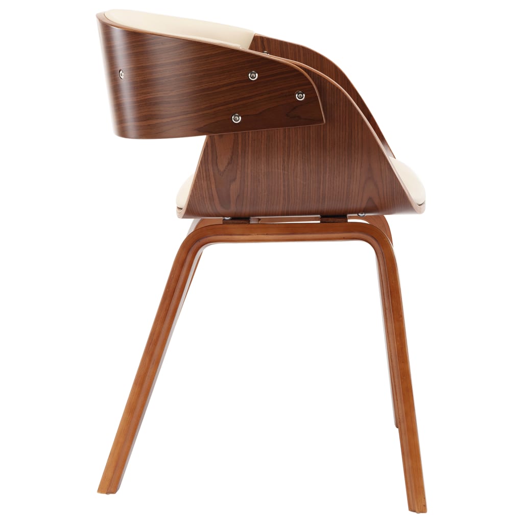 Eetkamerstoelen 2 st gebogen hout en kunstleer crèmekleurig