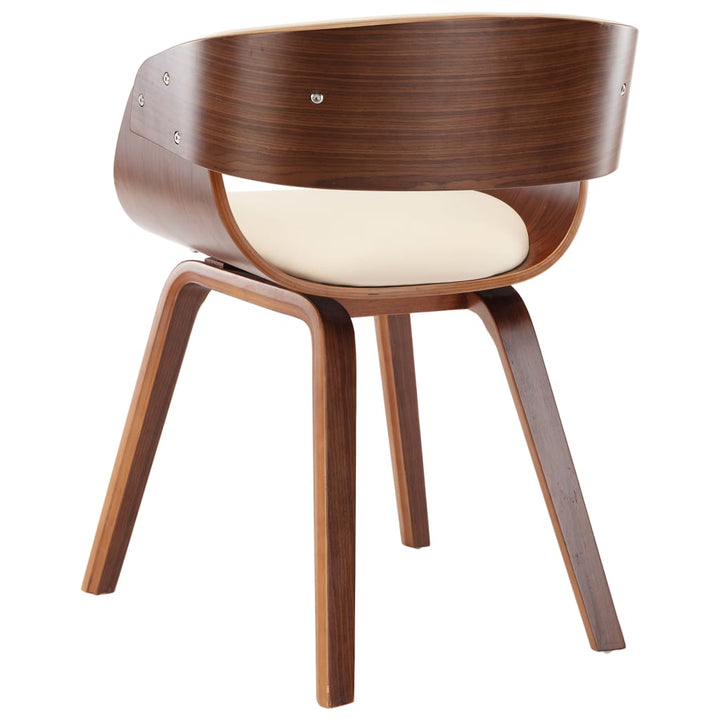 Eetkamerstoelen 2 st gebogen hout en kunstleer crèmekleurig