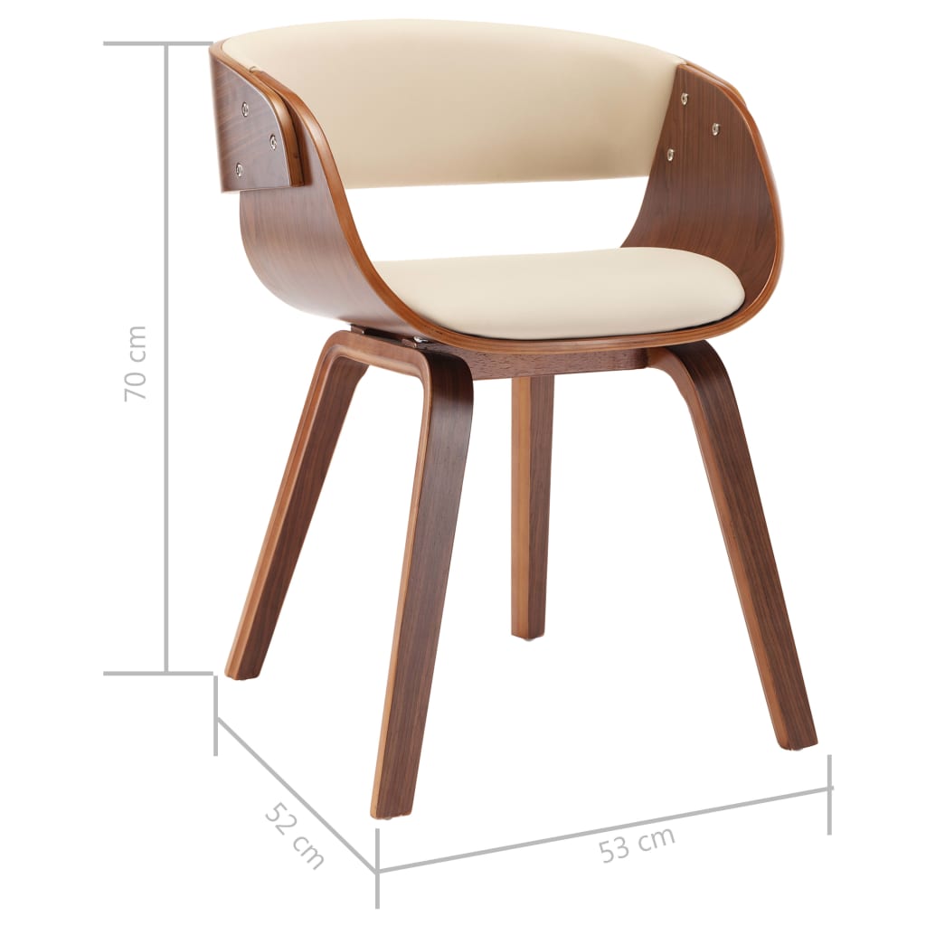 Eetkamerstoelen 2 st gebogen hout en kunstleer crèmekleurig