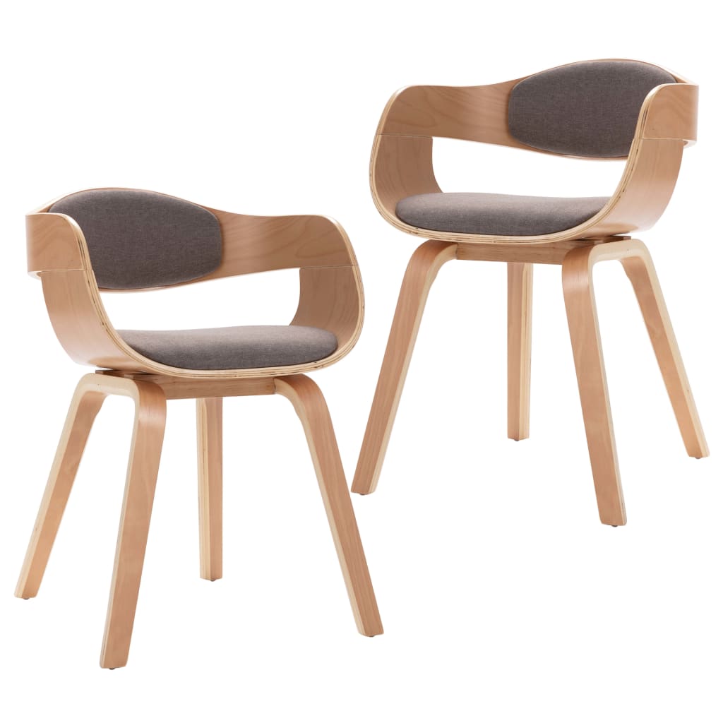 Eetkamerstoelen 2 st gebogen hout en stof taupe