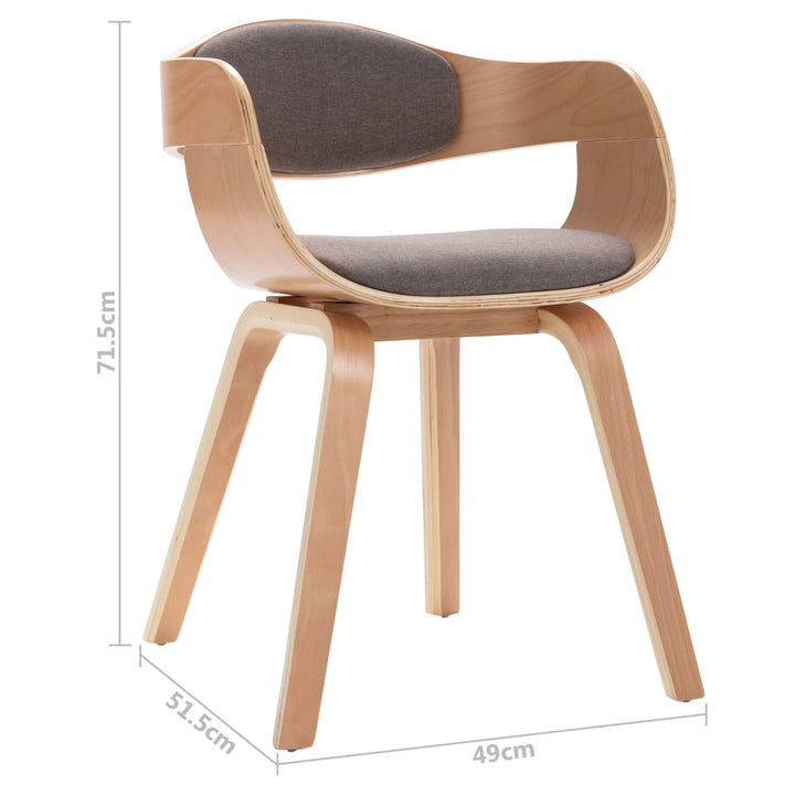 Eetkamerstoelen 2 st gebogen hout en stof taupe