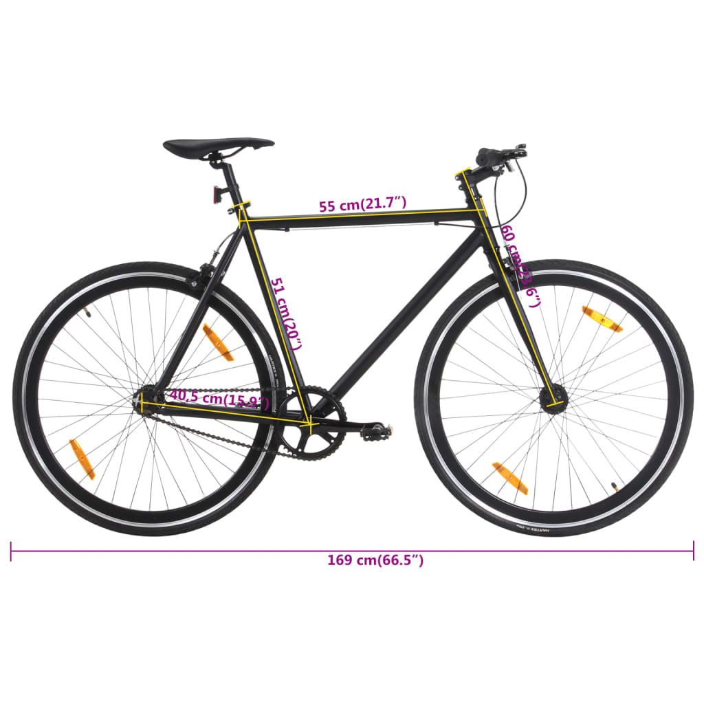 Fiets met vaste versnelling 700 c 51 cm zwart