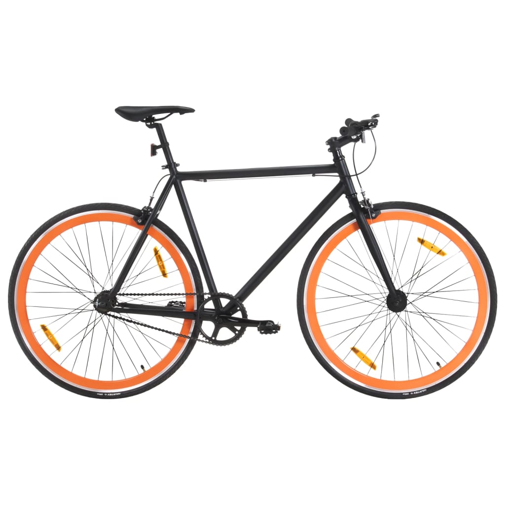 Fiets met vaste versnelling 700 c 51 cm zwart en oranje