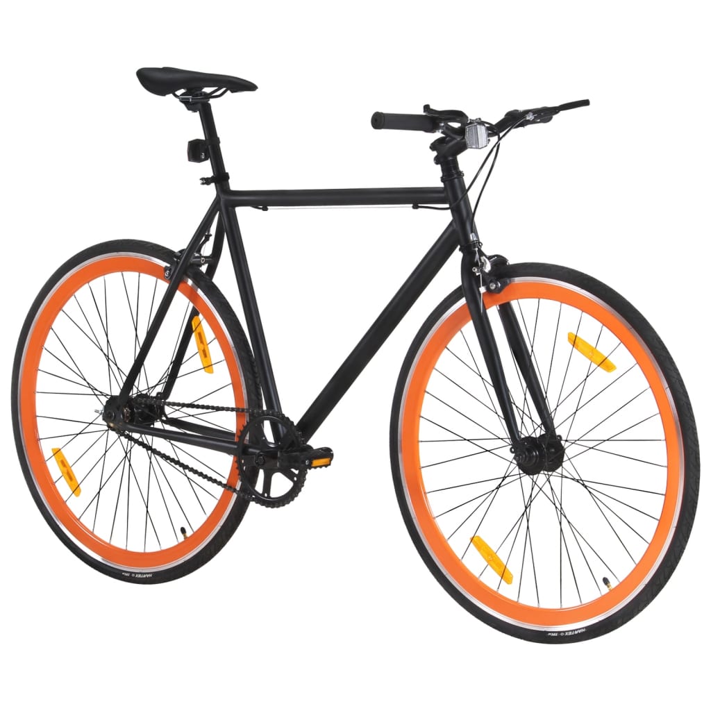 Fiets met vaste versnelling 700 c 55 cm zwart en oranje