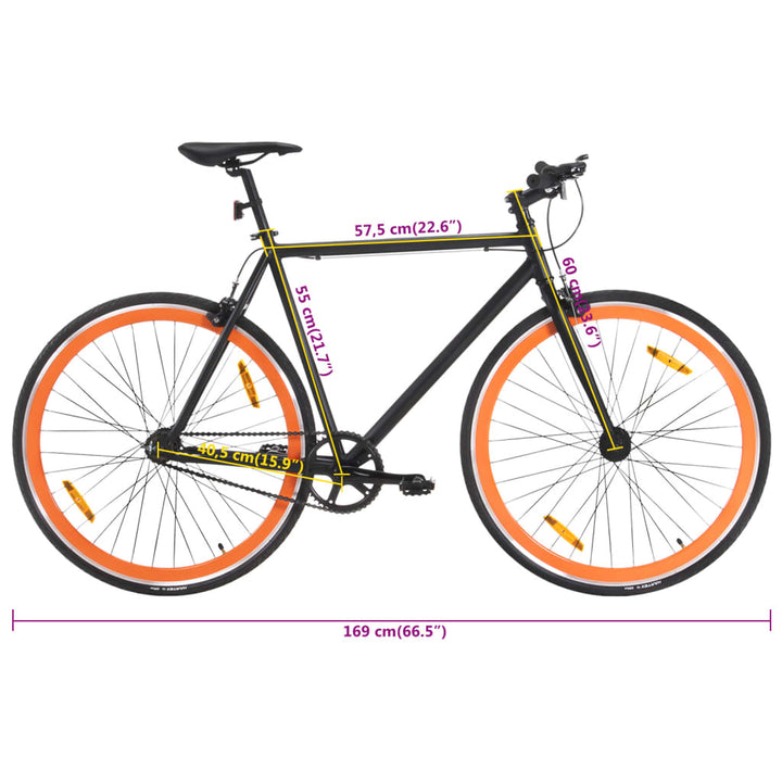 Fiets met vaste versnelling 700 c 55 cm zwart en oranje