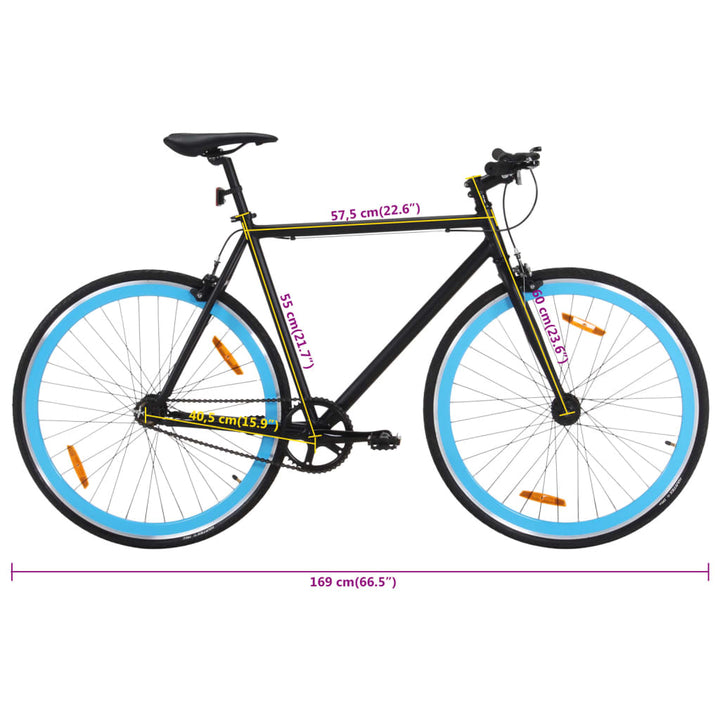 Fiets met vaste versnelling 700 c 55 cm zwart en blauw