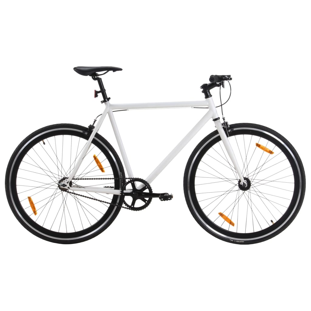 Fiets met vaste versnelling 700 c 51 cm wit en zwart