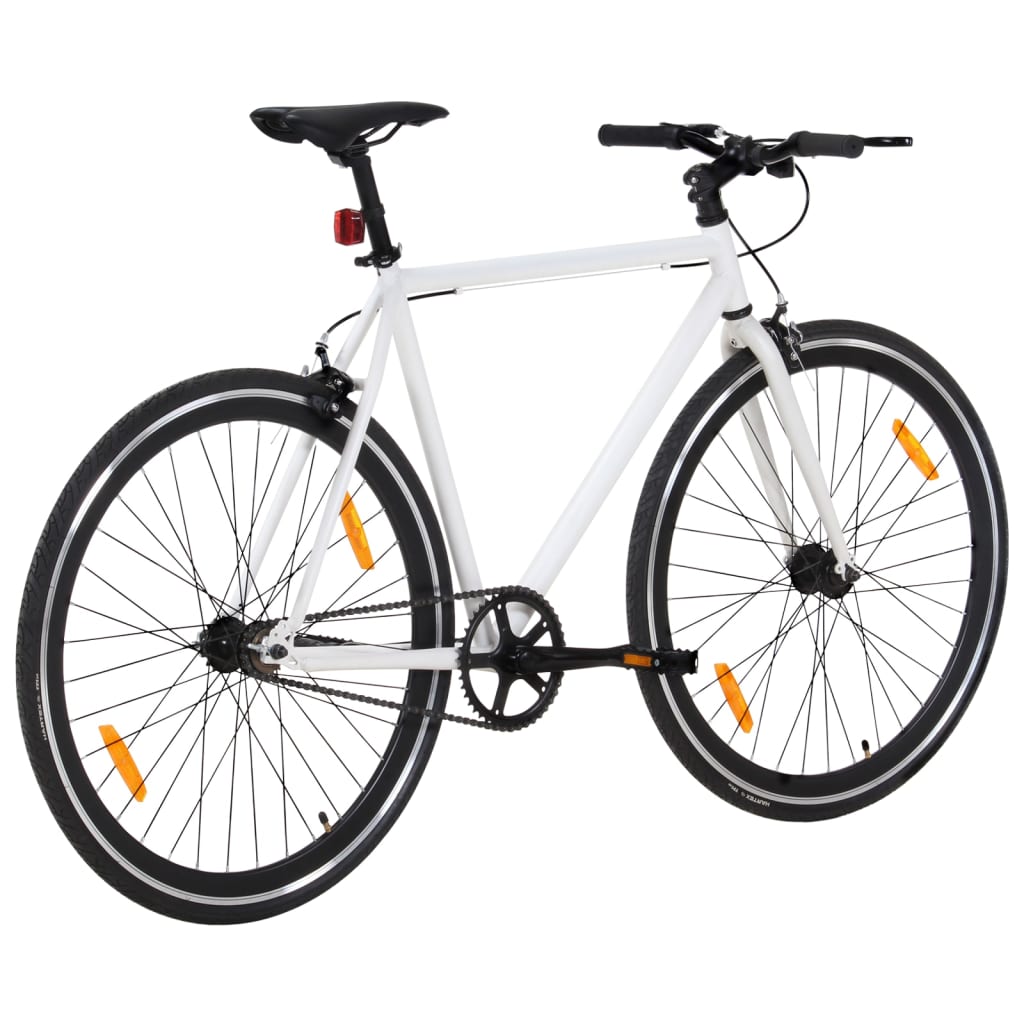 Fiets met vaste versnelling 700 c 51 cm wit en zwart