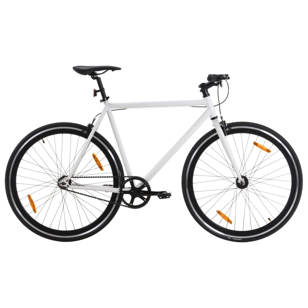 Fiets met vaste versnelling 700 c 59 cm wit en zwart