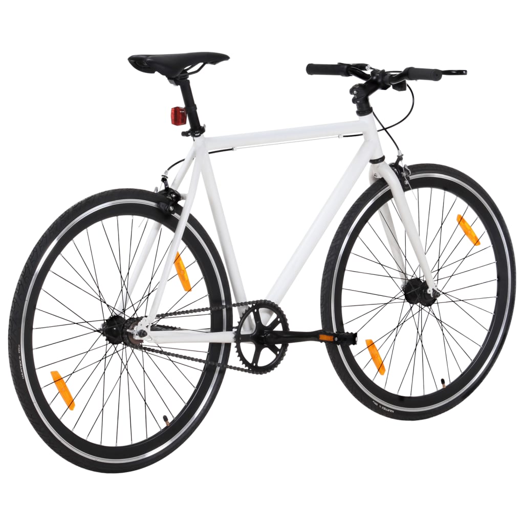 Fiets met vaste versnelling 700 c 59 cm wit en zwart