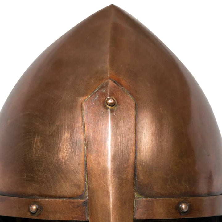 Ridderhelm middeleeuws replica LARP staal koperkleurig