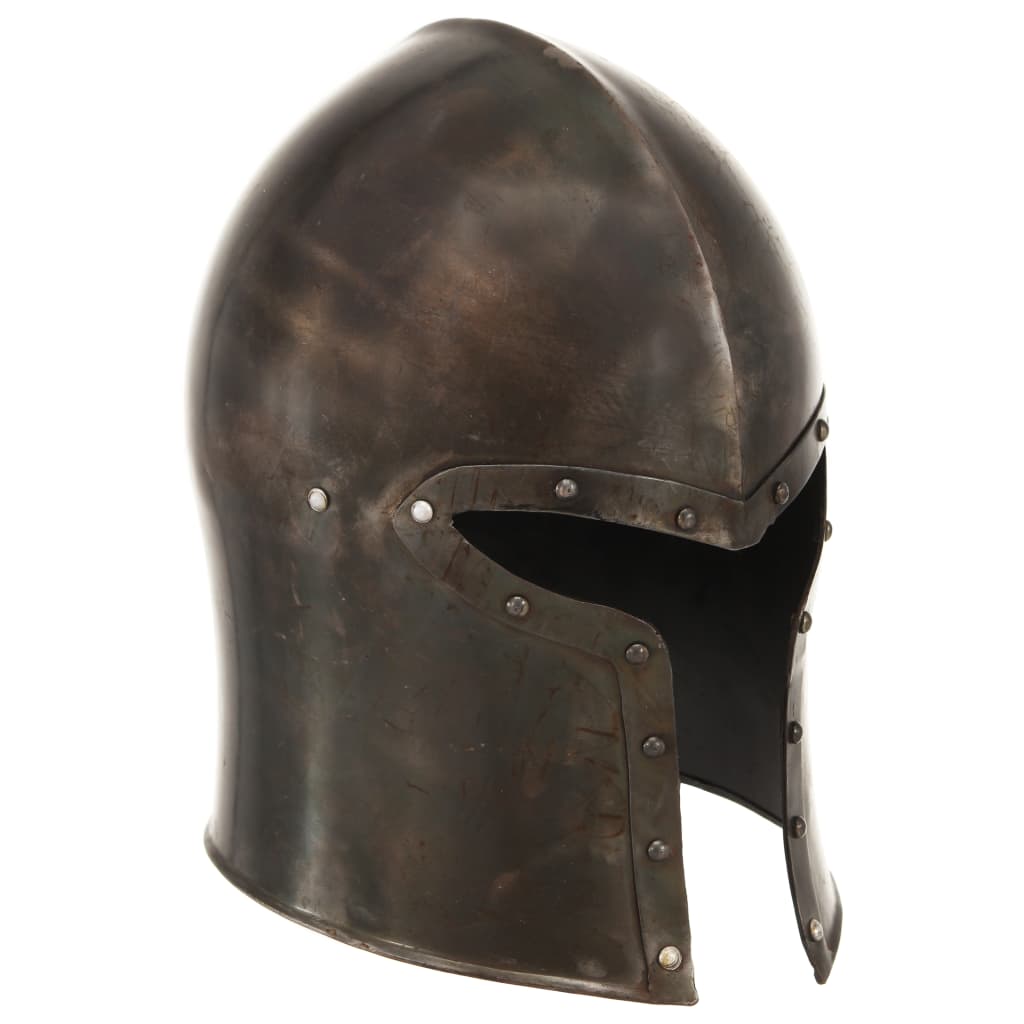 Ridderhelm middeleeuws replica LARP staal zilverkleurig