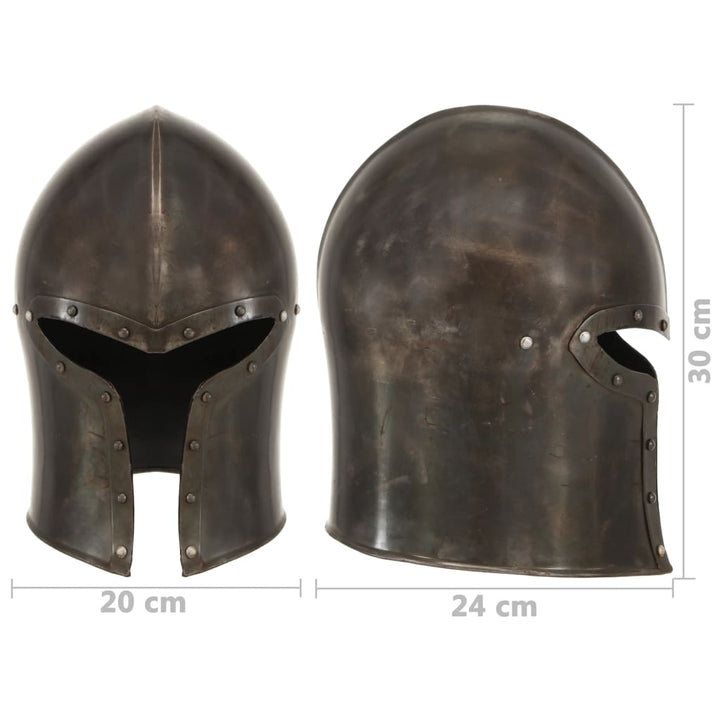 Ridderhelm middeleeuws replica LARP staal zilverkleurig