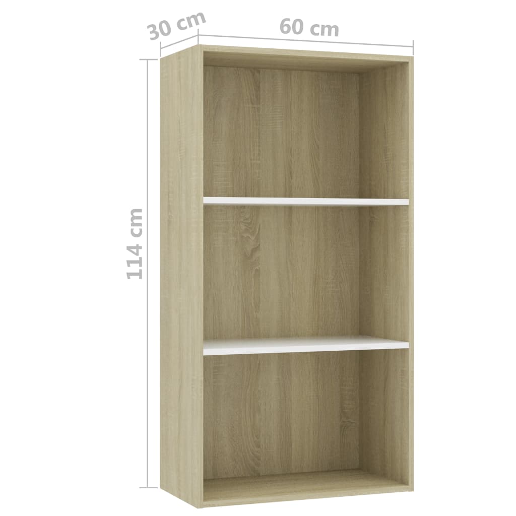 Boekenkast 3 planken 60x30x114 cm hout met sonoma eikenkleur