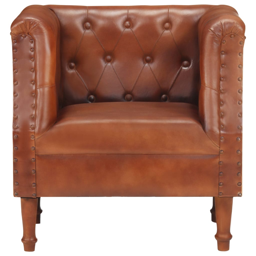 Fauteuil echt leer bruin