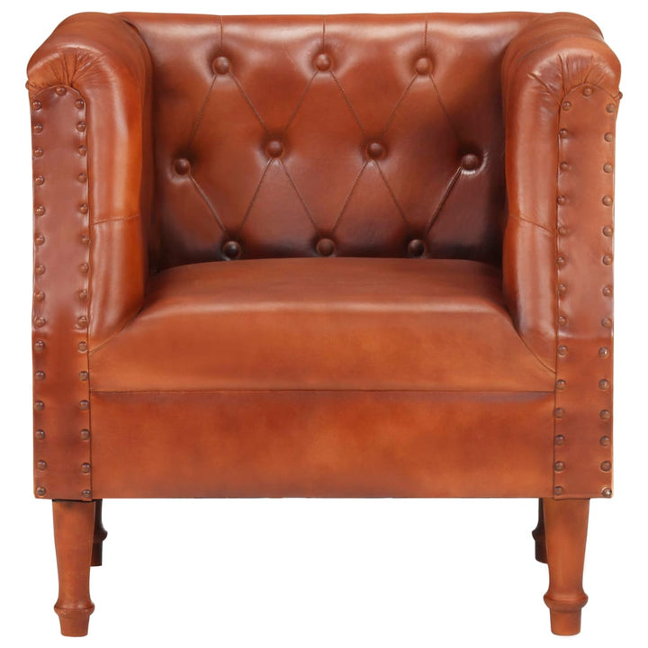 Fauteuil echt leer bruin