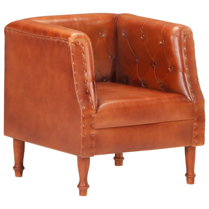 Fauteuil echt leer bruin