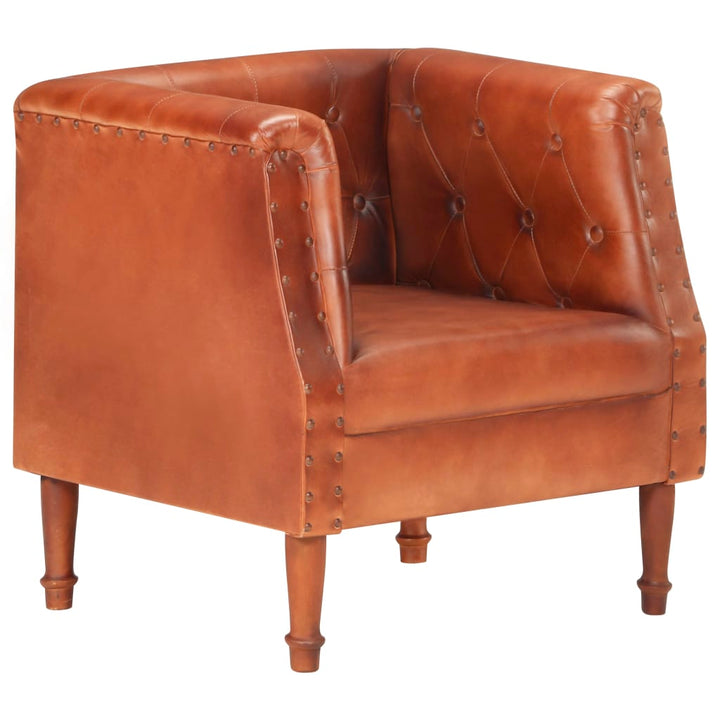 Fauteuil echt leer bruin