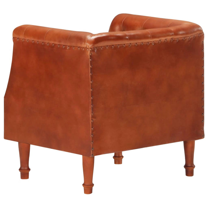 Fauteuil echt leer bruin