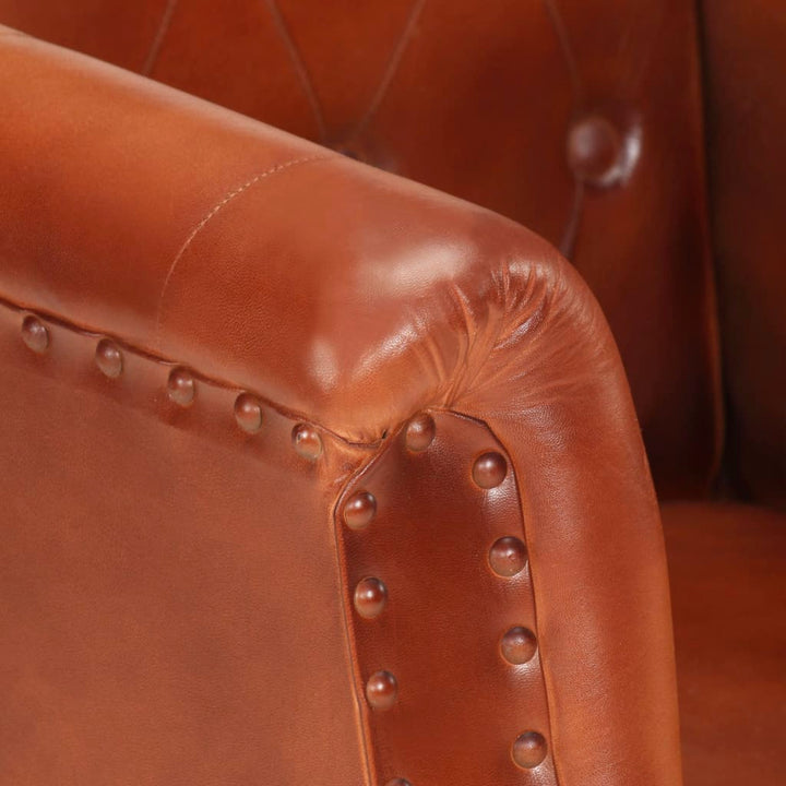 Fauteuil echt leer bruin