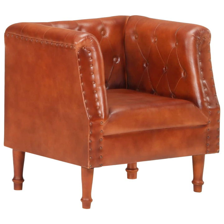 Fauteuil echt leer bruin