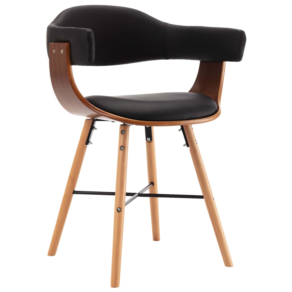 Eetkamerstoelen 6 st kunstleer en gebogen hout zwart