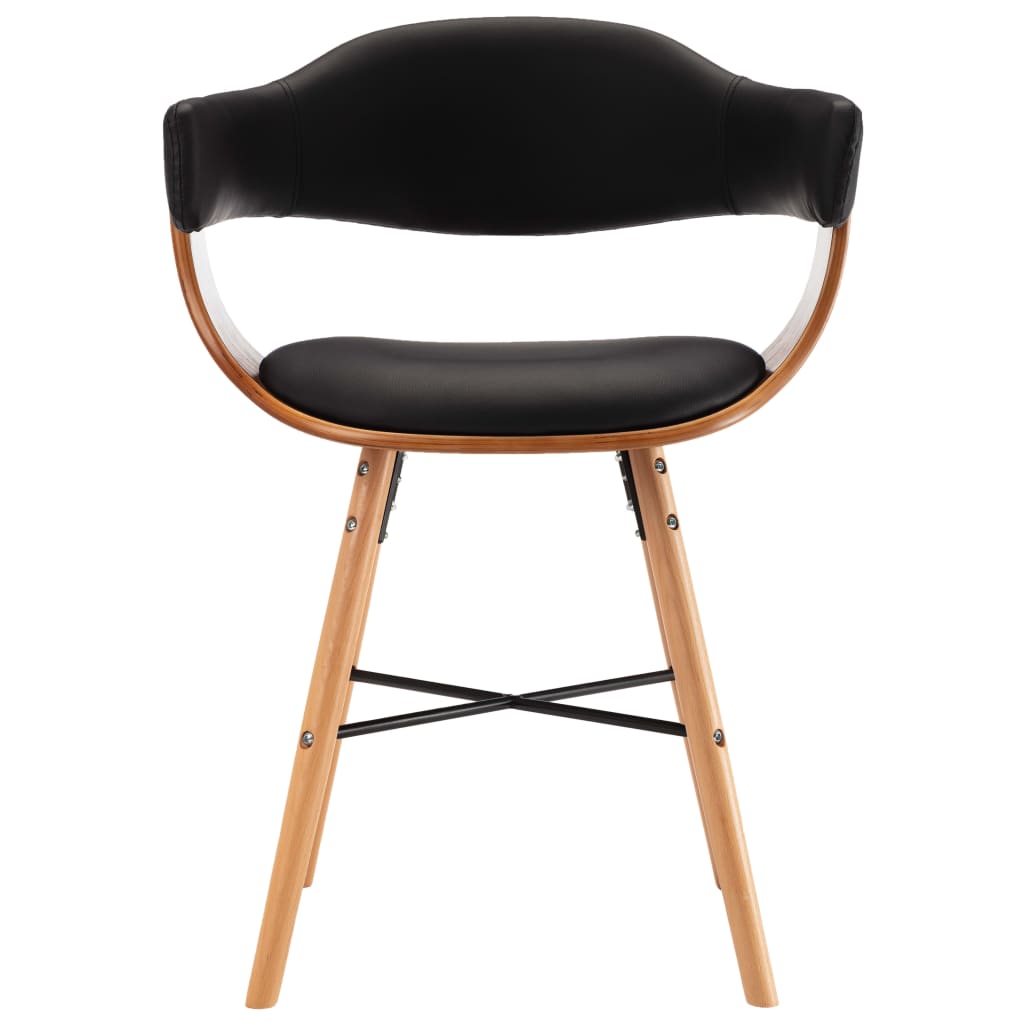 Eetkamerstoelen 6 st kunstleer en gebogen hout zwart