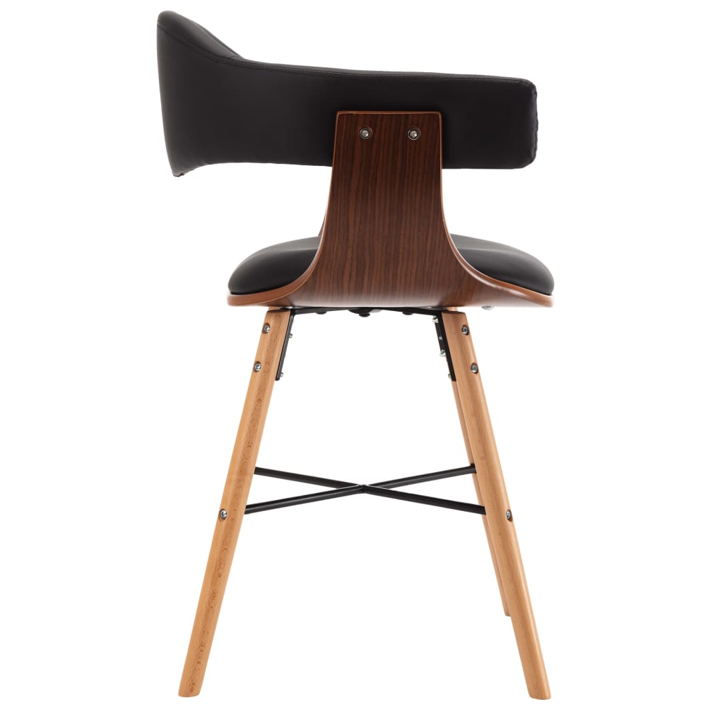 Eetkamerstoelen 6 st kunstleer en gebogen hout zwart