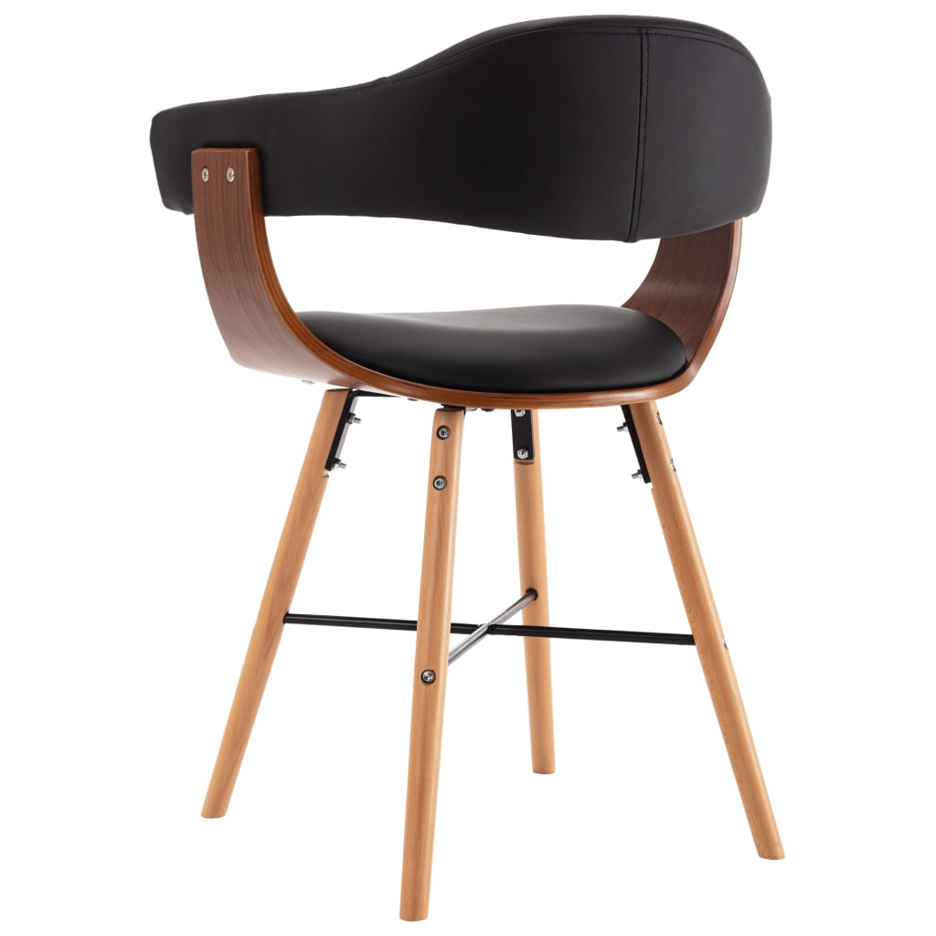 Eetkamerstoelen 6 st kunstleer en gebogen hout zwart