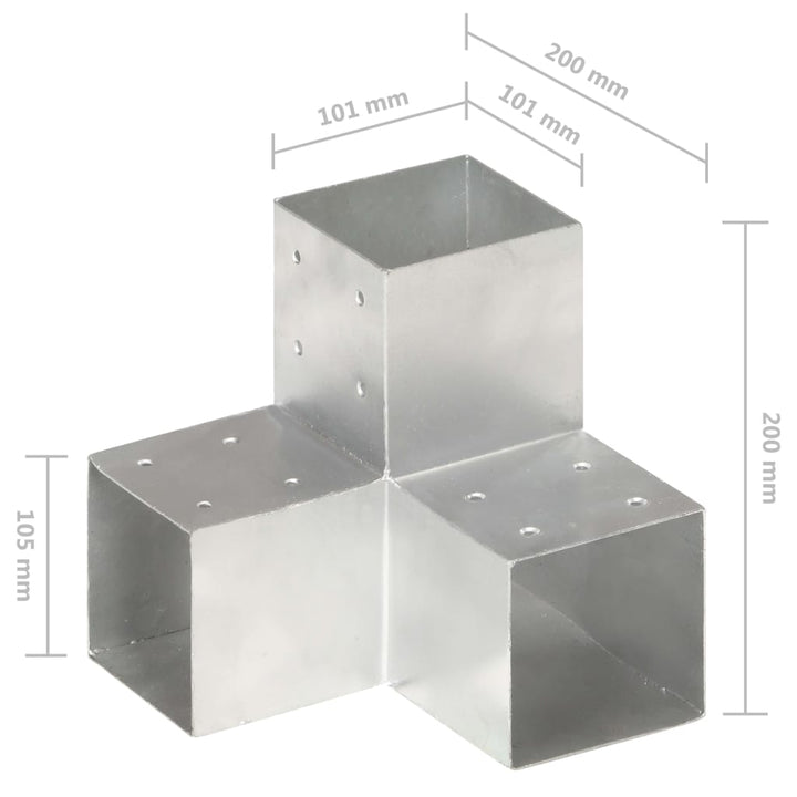 Paalverbindingen 4 st Y-vorm 101x101 mm gegalvaniseerd metaal