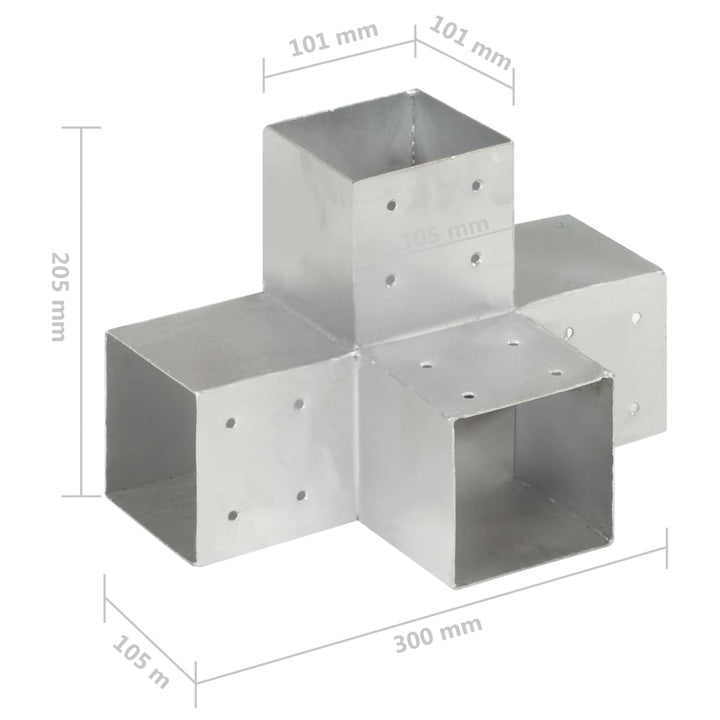 Paalverbindingen 4 st X-vorm 101x101 mm gegalvaniseerd metaal