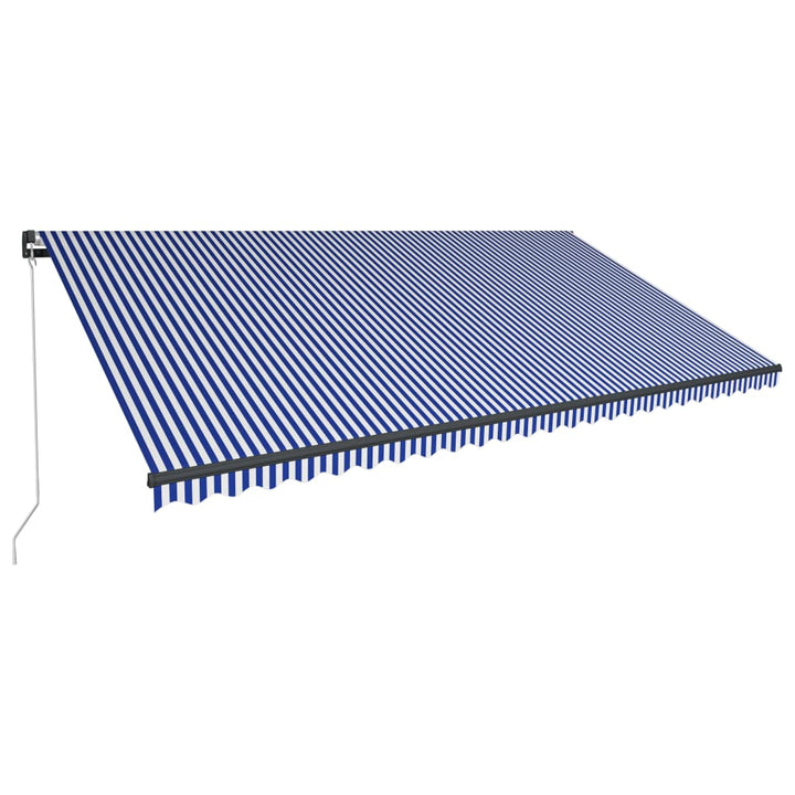 Luifel handmatig uittrekbaar met LED 600x300 cm blauw en wit