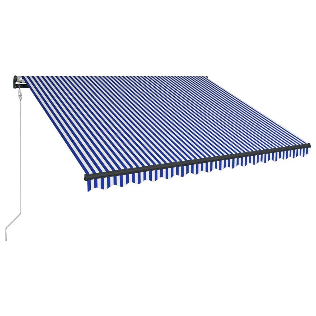 Luifel met windsensor en LED 400x300 cm blauw en wit