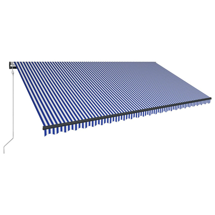 Luifel met windsensor en LED 600x300 cm blauw en wit