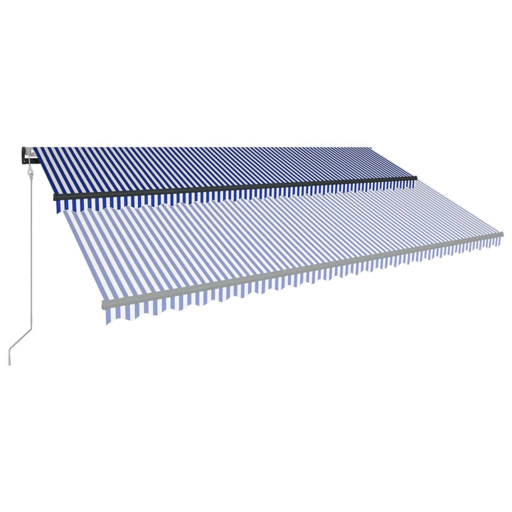 Luifel met windsensor en LED 600x300 cm blauw en wit