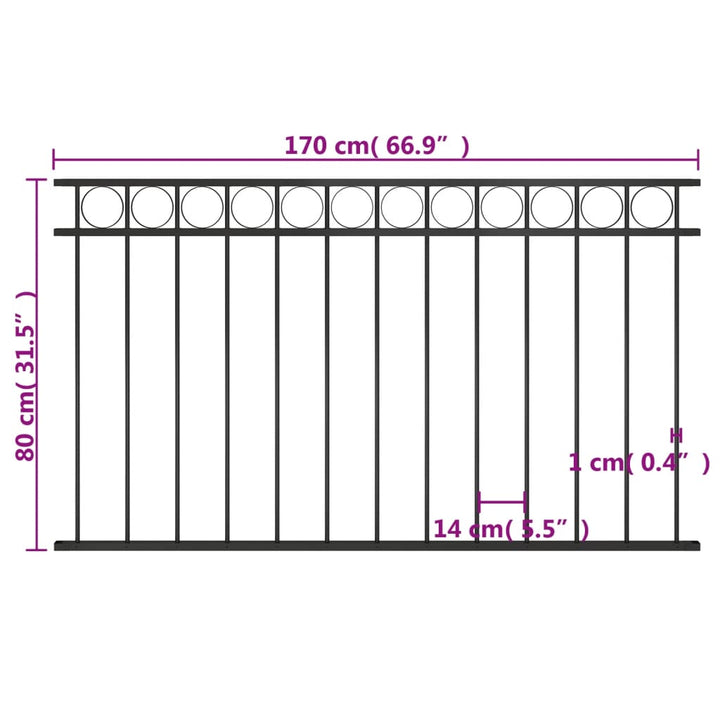 Schuttingpaneel 1,7x0,8 m staal zwart