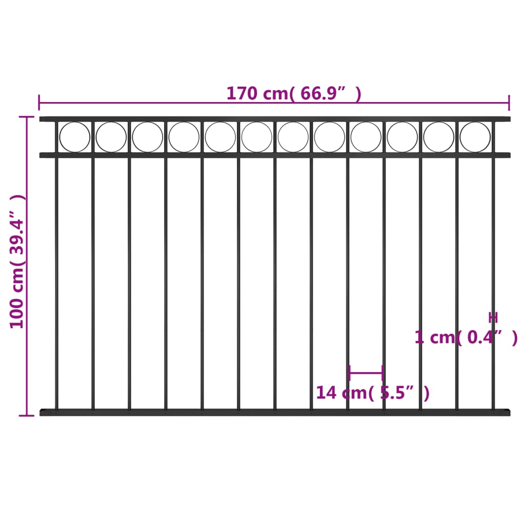 Schuttingpaneel 1,7x1 m staal zwart