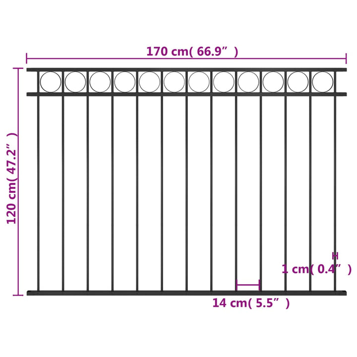 Schuttingpaneel 1,7x1,2 m staal zwart