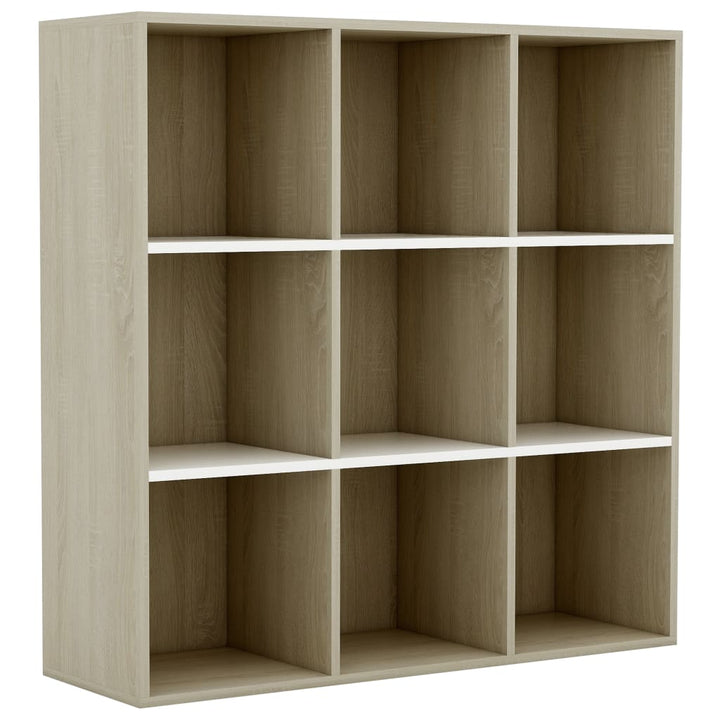 Boekenkast 98x29x97,5cm bewerkt hout wit en sonoma eikenkleurig