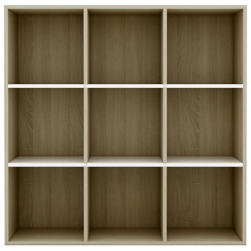 Boekenkast 98x29x97,5cm bewerkt hout wit en sonoma eikenkleurig