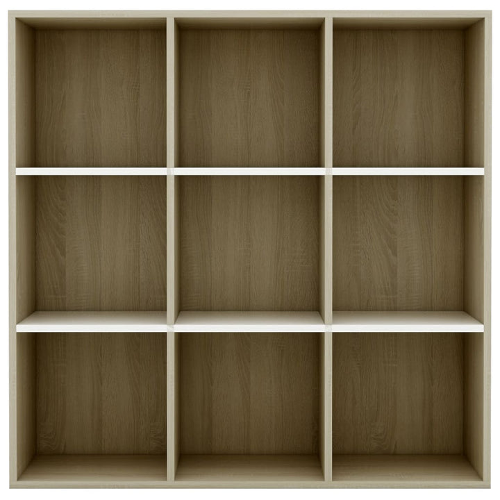 Boekenkast 98x29x97,5cm bewerkt hout wit en sonoma eikenkleurig