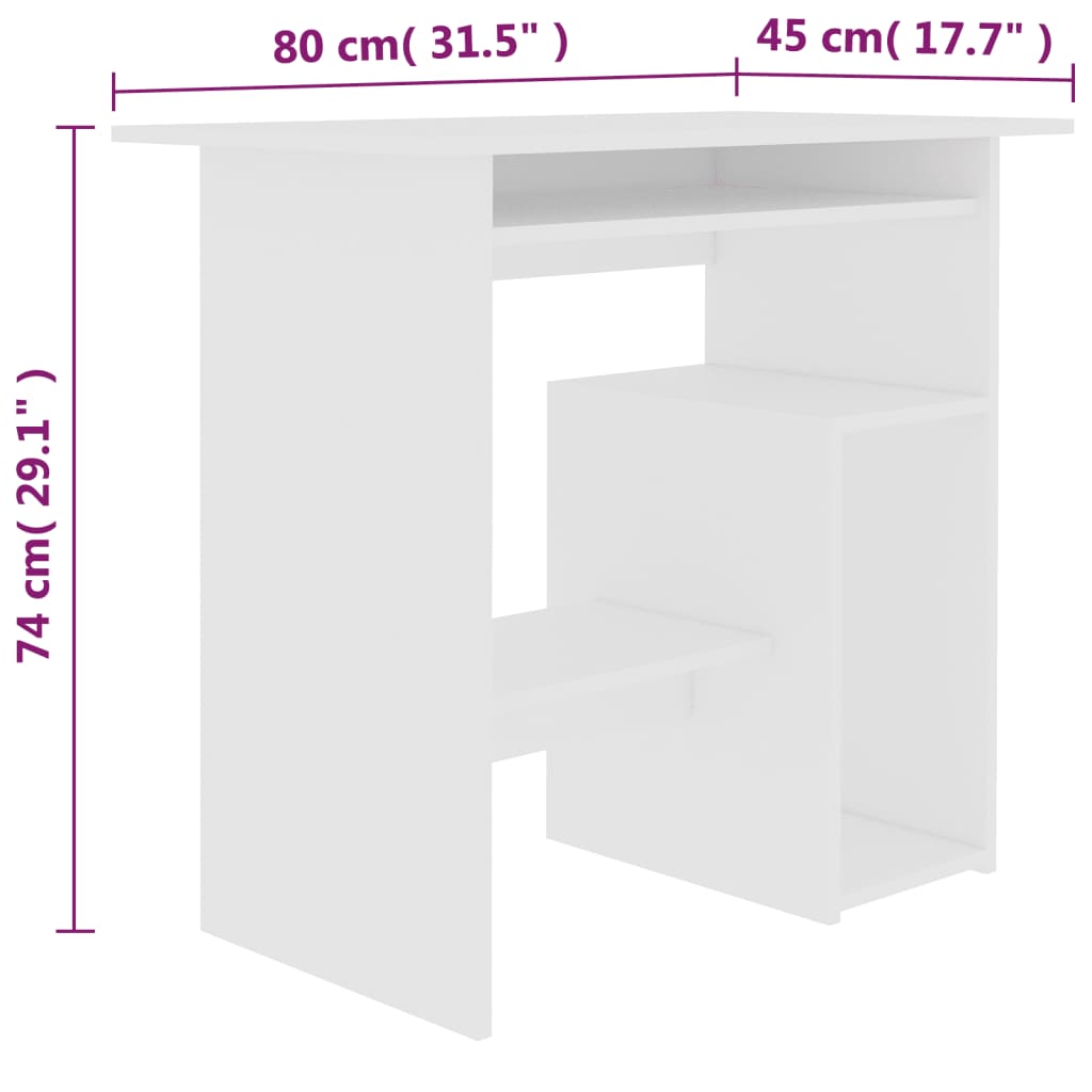 Bureau 80x45x74 cm bewerkt hout wit