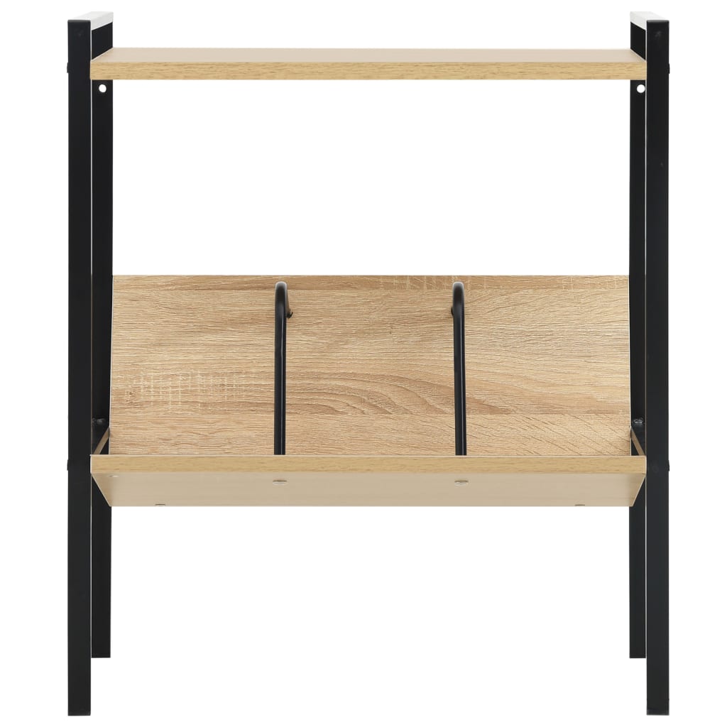 Boekenkast 2 schappen 52x28x59 cm bewerkt hout zwart en eiken