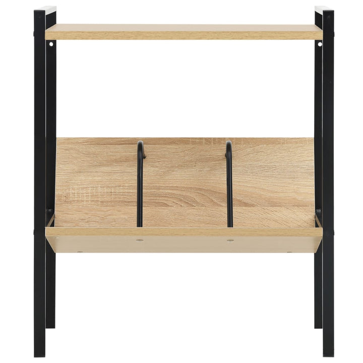 Boekenkast 2 schappen 52x28x59 cm bewerkt hout zwart en eiken