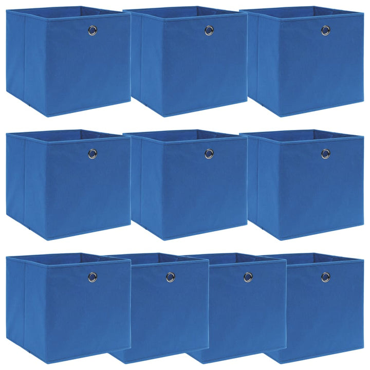 Opbergboxen 10 st 32x32x32 cm stof blauw