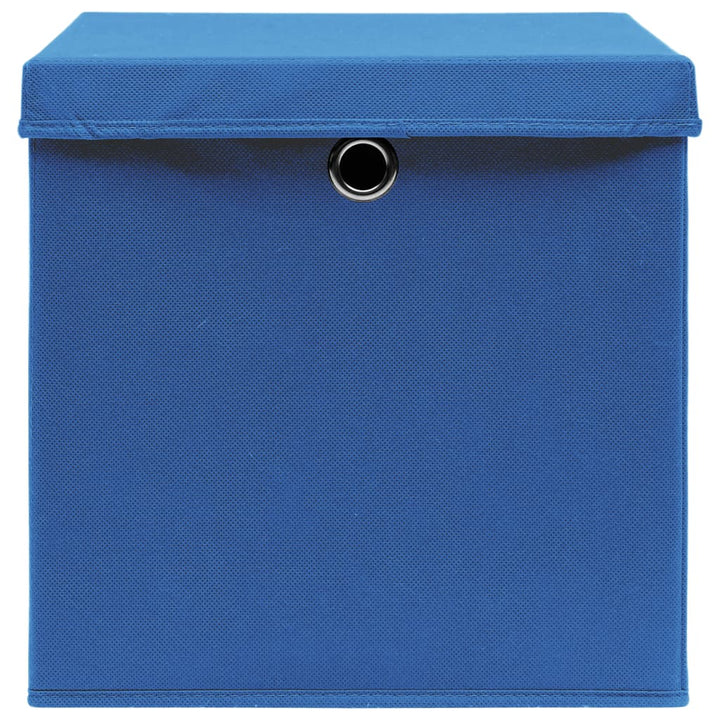 Opbergboxen met deksel 10 st 32x32x32 cm stof blauw